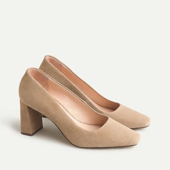 J. Crew Shoes Jcrew Block Heel Suede Pumps In Tan Size 6 Poshmark